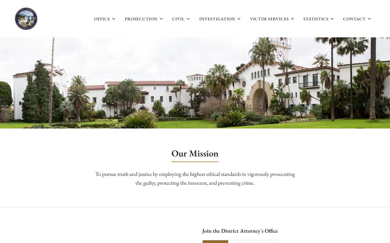 Santa Barbara County District Attorney charge review homepage
