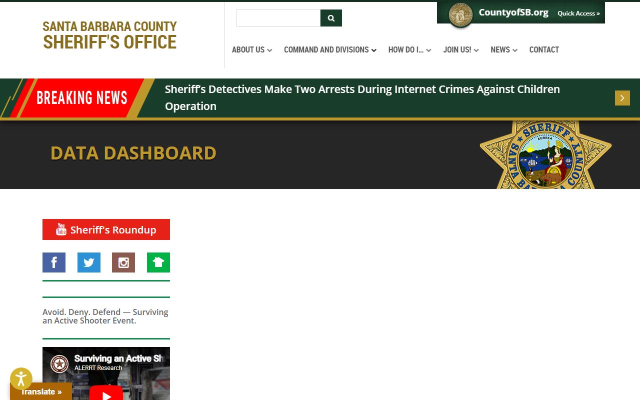 Santa Barbara County inmate population data dashboard